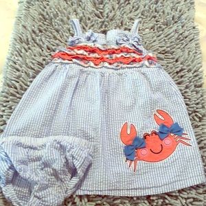 Crab seersucker dress